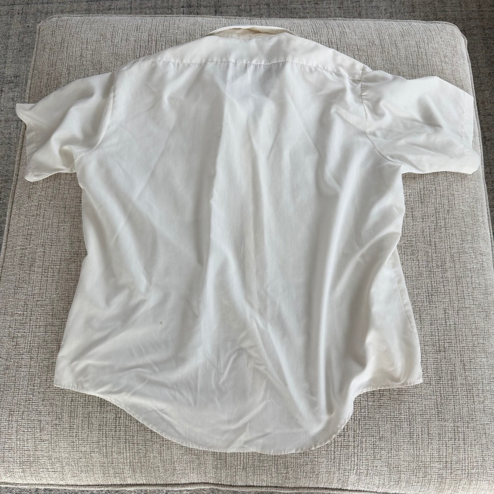 Vintage 70's Arrow Kent Mens Short Sleeve Button Down Shirt Cream Large XL - Picture 8 of 8